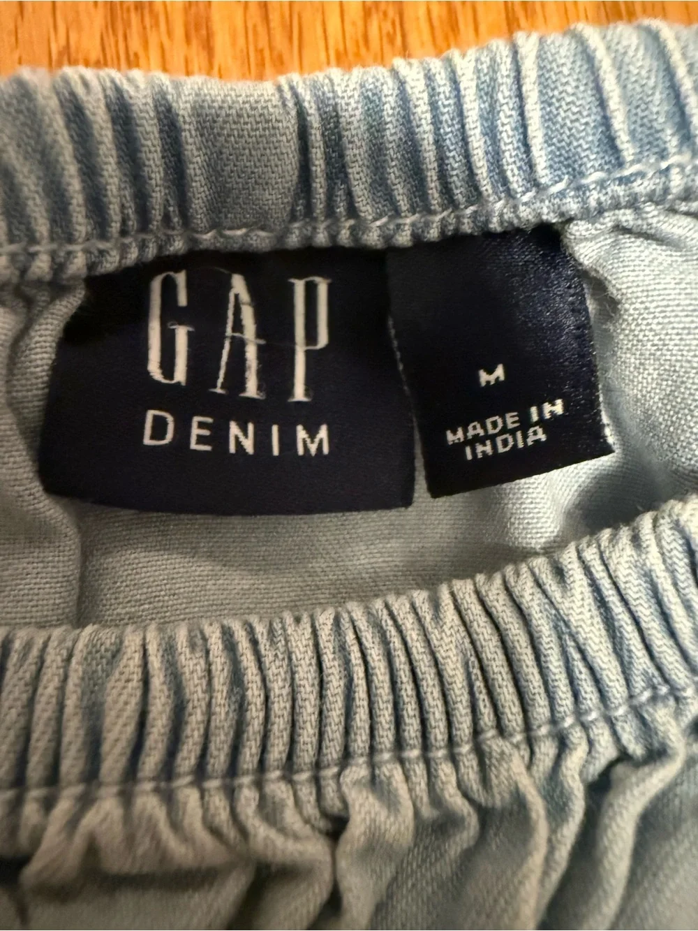 GAP Girls Light Blue Denim Smocked Flutter Sleeve Size M